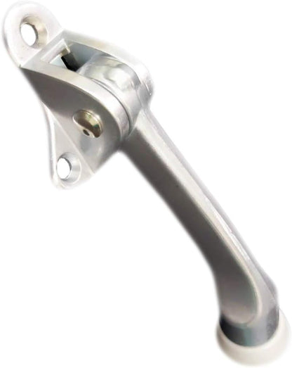 QCAA Heavy Duty Kickdown Door Stopper, 4", Zinc Die Cast, Satin Chrome, Made in Taiwan