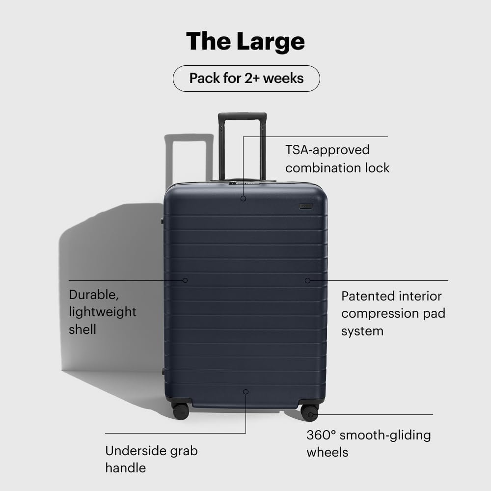 Away Large Checked Luggage, 29 Inch Hardside Suitcase with Spinner Wheels, Lightweight & Durable, TSA Lock, Navy Blue