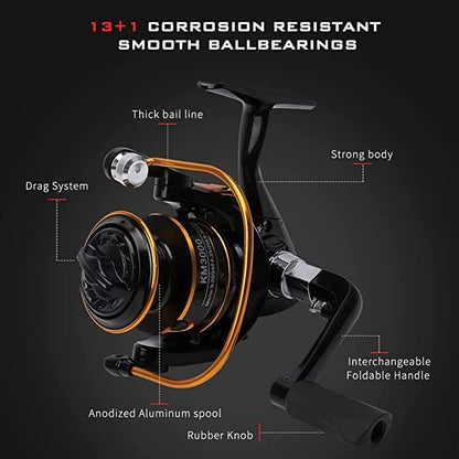 Collapsible Fishing Rod and Reel Combo, BalanZze Telescopic Fishing Rod with Spinning Reel, Portable Collapsible Fishing Pole Kit for Saltwater and Freshwater