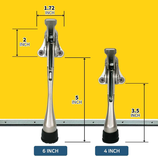 One Touch Kickdown Door Stopper, Door Holder, Heavy Duty Door Stops, Bottom of Door, Height-Adjustable Rubber Tips by HASHI (Black 6 inch x 1pack)