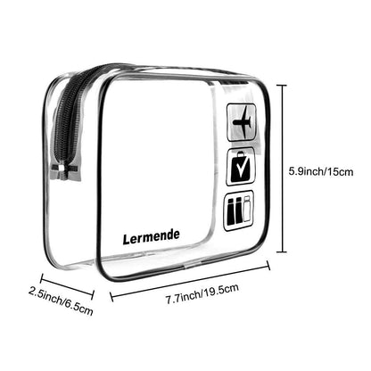 Lermende 2pcs Clear Toiletry Bag TSA Approved Travel Bag,Carry On for Travel,Airport Airline Accessories Compliant Bag,Quart Sized Makeup Cosmetic bag Women Men (Black Gray, 2 Pack)