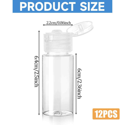 Travel Size Make up Sample Containers, 12 Clear Plastic Mini Travel Bottles, 1/2 Oz, Leak Proof, User-Friendly, Versatile Usage for Travel Liquid Toiletries