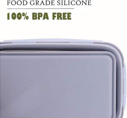 4 Pack Collapsible Silicone Food Containers Storage Lunch Bento Box with Lid BPA Free for Camping, Hiking (Gray, 4PC)