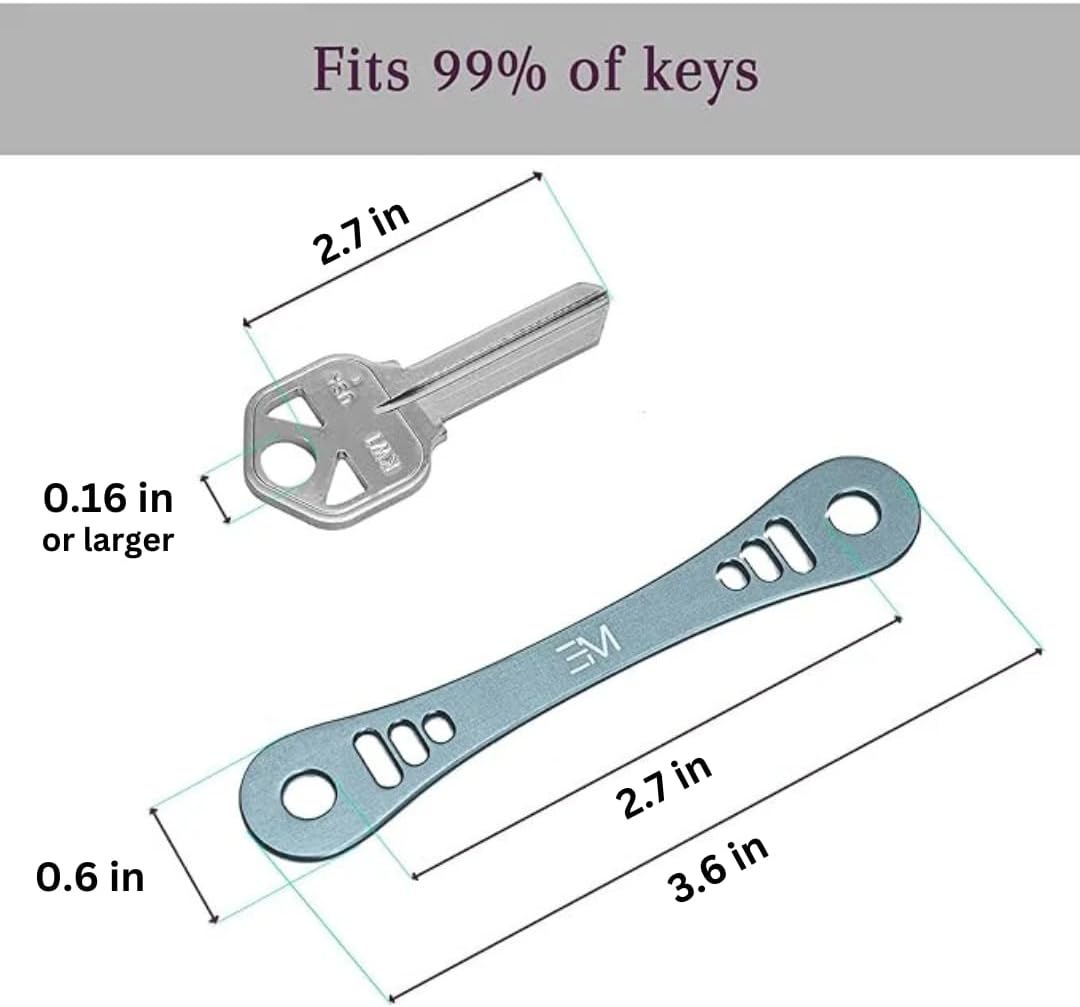 EM Premium Products Compact Key Holder - Pocket Key Organizer - 14 Keys Key Bar