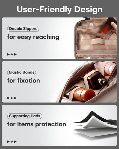 HOTOR Travel Toiletry Bag - Personalized Chenille Initial Makeup Bag, Water-Resistant Personalized Gifts for Women, Portable Travel Accessories & Essentials, Letter J, Black, 11.4"×9.0"×3.35"