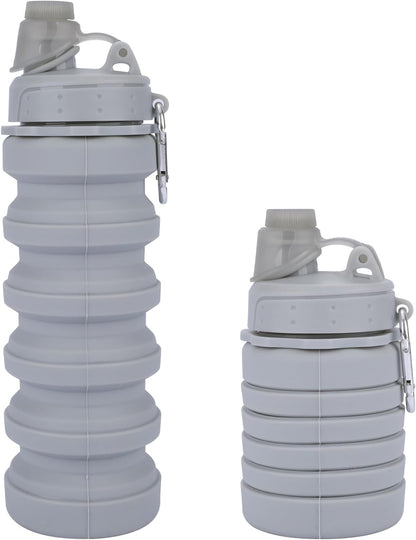 Collapsible Water Bottles for Kids, Students, Adults, Reusable BPA Free Silicone Foldable Sports Water Bottles for Travel Camping Hiking, Folding Travel Water Bottles, Gary