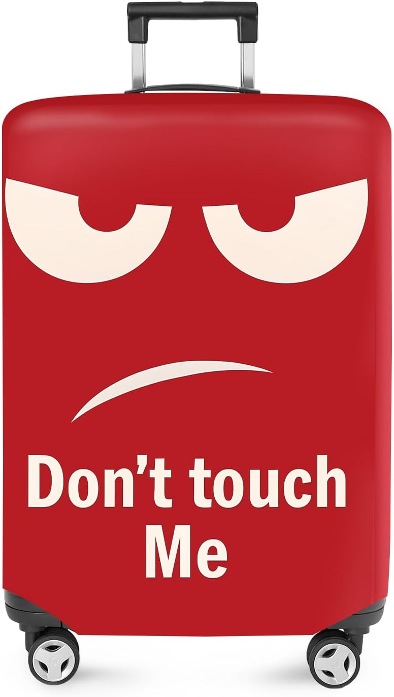 ANNA QUEEN Funny Luggage Cover, Don't Touch Me Red Face Design, Stretchable, Washable Travel Protector for 20-22 Inch Luggage