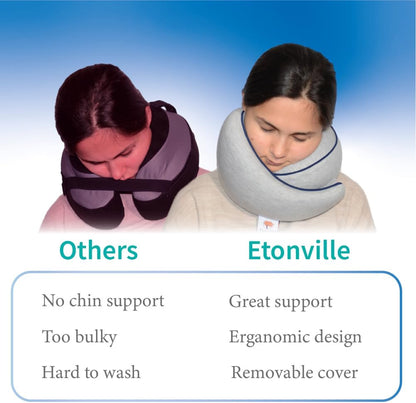Memory Foam Travel Pillow | Provides Real Support to Head, Neck and Chin | Best Firm Airplane Pillow for Long Flights