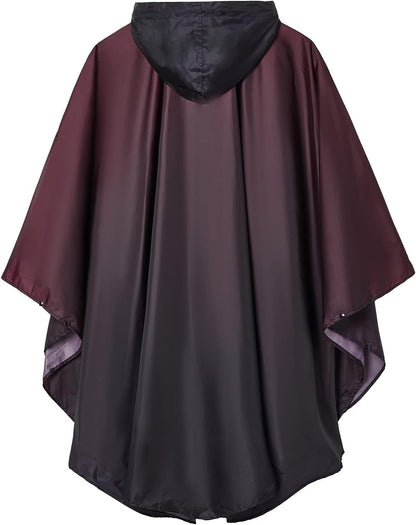 SaphiRose Rain Poncho Jacket Coat Hooded for Adults with Pockets
