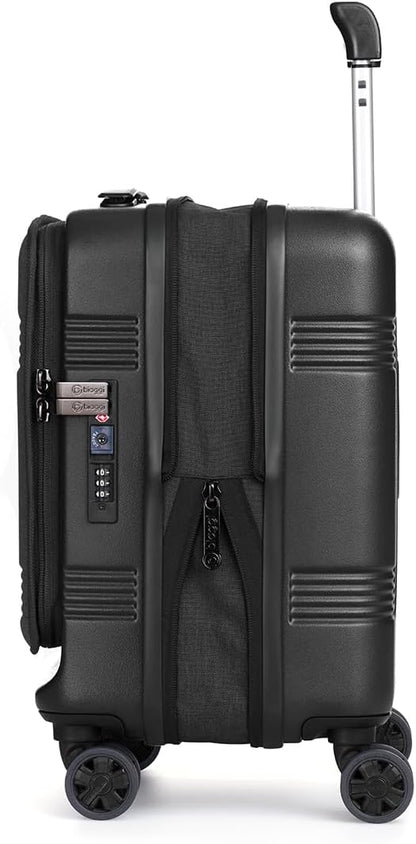 biaggi Runway Hybrid Expandable Underseat Carry-On – Lightweight TSA-Approved Polycarbonate Travel Bag, Perfect for Getaways & Long Weekends (Expandable Underseater, Black)