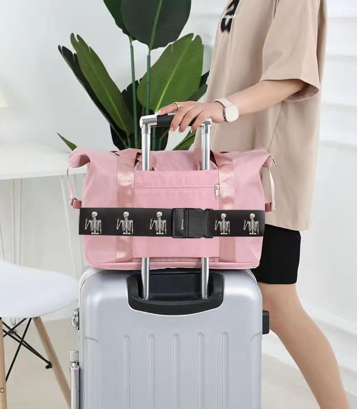Luggage Straps for Suitcases Travel Belt Accessories, Cute Suitcase Strap, Adjustable Luggage Belt Strap, Heavy Duty with Quick-Release Buckle Luggage Strap Rock Skull