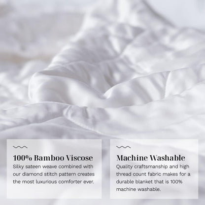 LUXOME Lightweight Blanket | 100% Rayon (Viscose) from Bamboo Fabric & Fill | Full/Queen - 86"x92" | Super Soft | Thermal-Regulating | White