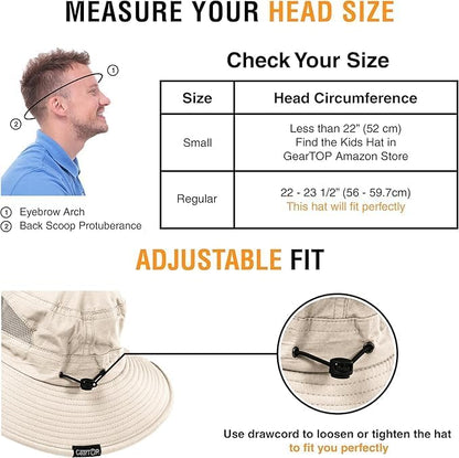GearTOP Safari Sun Hat for Men and Sun Hats for Women UV Protection UPF 50+ Hiking, Gardening, Fishing