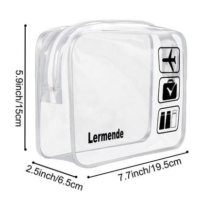 Lermende 2pcs Clear Toiletry Bag TSA Approved Travel Bag,Carry On for Travel,Airport Airline Accessories Compliant Bag,Quart Sized Makeup Cosmetic bag Women Men (Clear, 3 Pack)