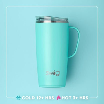 Swig Life 22oz Travel Mug, Insulated Tumbler with Handle and Lid, Travel Coffee Mug, Cup Holder Friendly, Stainless Steel 22 oz Tumbler, Reusable Insulated with Lid (Wisconsin)