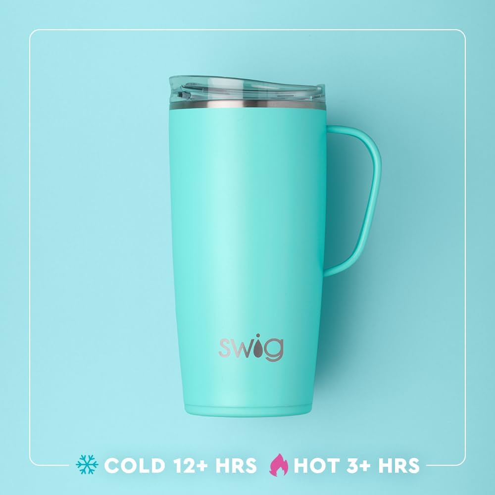 Swig Life 22oz Travel Mug, Insulated Tumbler with Handle and Lid, Travel Coffee Mug, Cup Holder Friendly, Stainless Steel 22 oz Tumbler, Reusable Insulated with Lid (Nebraska)