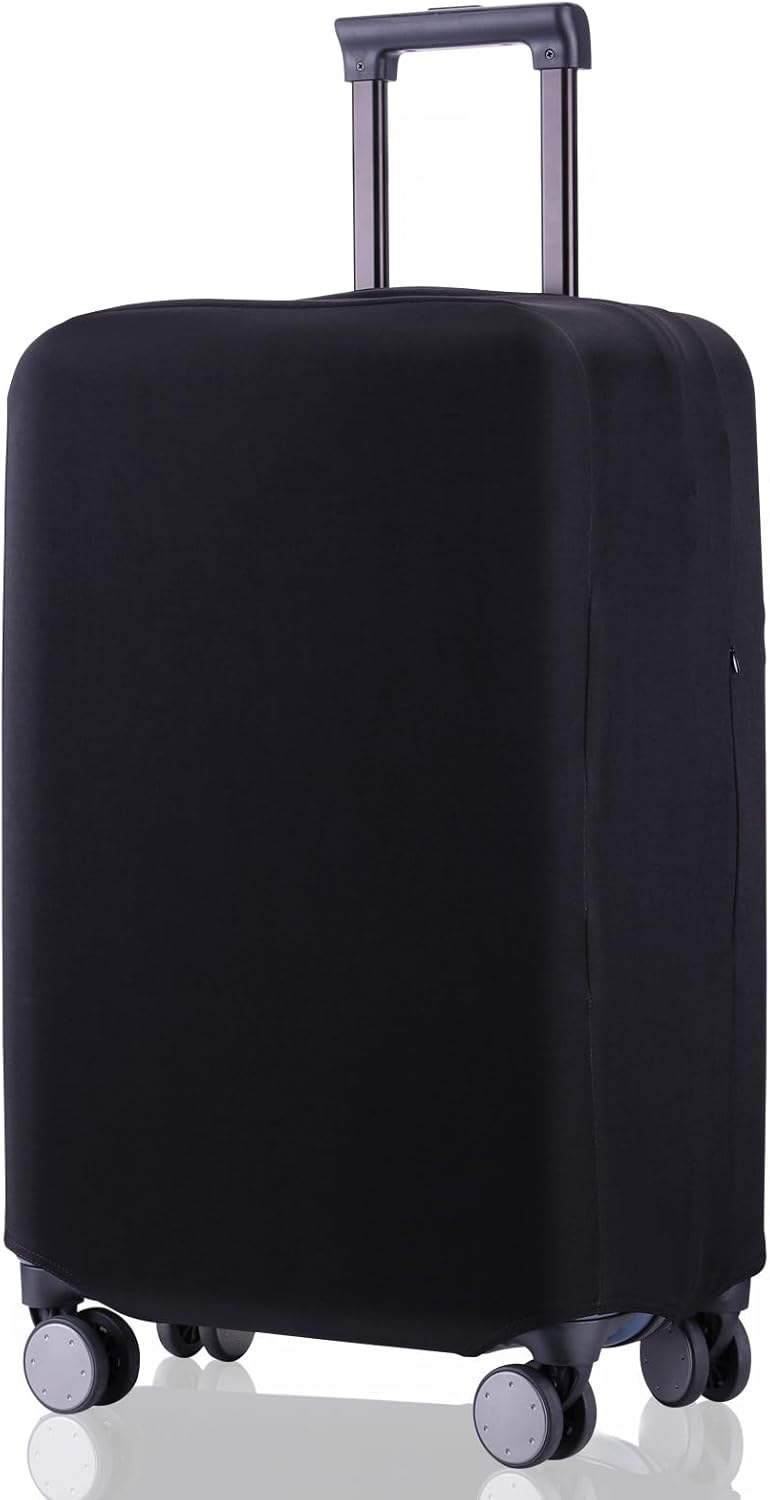 Travel Luggage Cover Suitcase Protector Scratch-Resistant Fit 19-31 Inch Suitcase, Not Included Suitcase (Black, S(19-21inch))