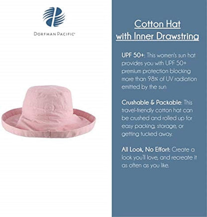 Scala Women's Cotton Hat with Inner Drawstring and Upf 50+ Rating