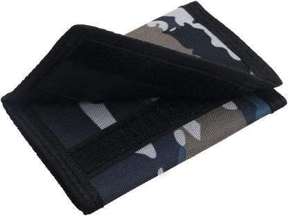 NEICY RFID Blocking Canvas Wallet for Men and Women - Camo Trifold Outdoor Sports Wallets with Magic Sticker for Teen Kids (Camo Grey)