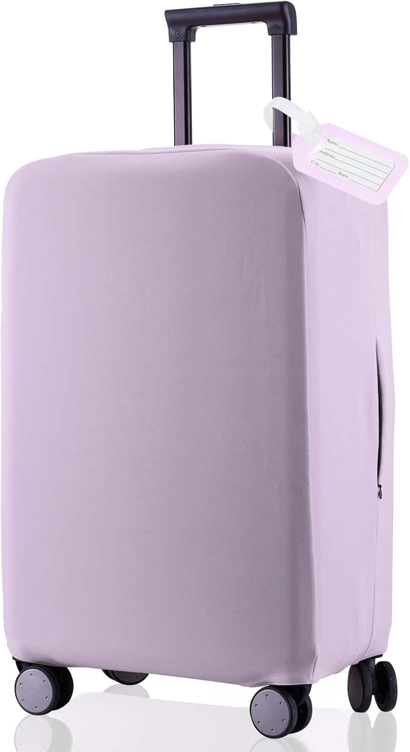 Travel Luggage Cover Suitcase Protector Scratch-Resistant Fit 19-31 Inch Suitcase, Not Included Suitcase (Lavender Purple, S(19-21 inch))