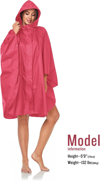 SaphiRose Unisex Rain Poncho Hooded Waterproof Raincoat for Adults Women