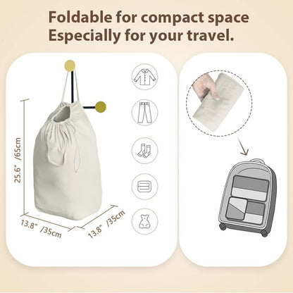 MCleanPin Washable Laundry Bags with Handles,140L Dirty Clothes Storage for College Dorm or Travel, Laundry Liner Fit Most Laundry Hamper or Basket,2 Pack (Beige & Grey)