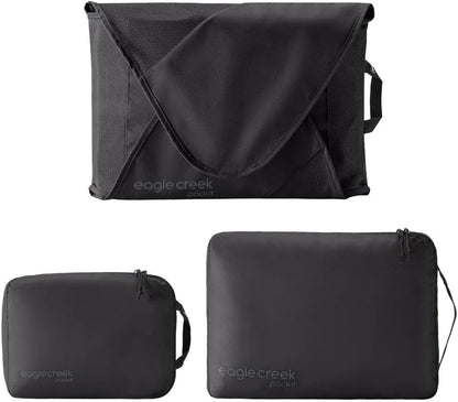 Eagle Creek Pack-It Starter Set - Includes S Isolate Cube, M Isolate Cube & L Pack-It Reveal Garment Folder L - Lightweight Travel & Storage Essentials - Black