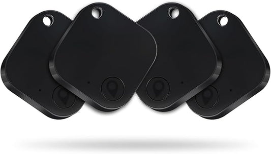 Bluetooth Tracker Smart Tag 4 Pack, Work with Apple Find My (iOS Only, Not for Android), Loud Sound, Item Finder for Keys, Backpack, Suitcase, Wallet, Luggage, Black