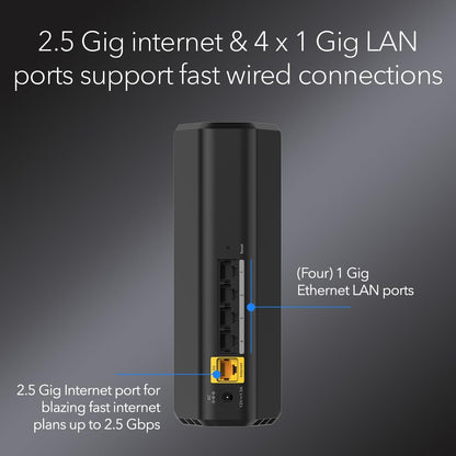 NETGEAR Nighthawk Dual-Band WiFi 7 Router (RS100) – Security Features, BE3600 Wireless Speed (up to 3.6 Gbps) - Covers up to 2,000 sq. ft., 50 Devices – 2.5 Gig Internet Port - Free Expert Help
