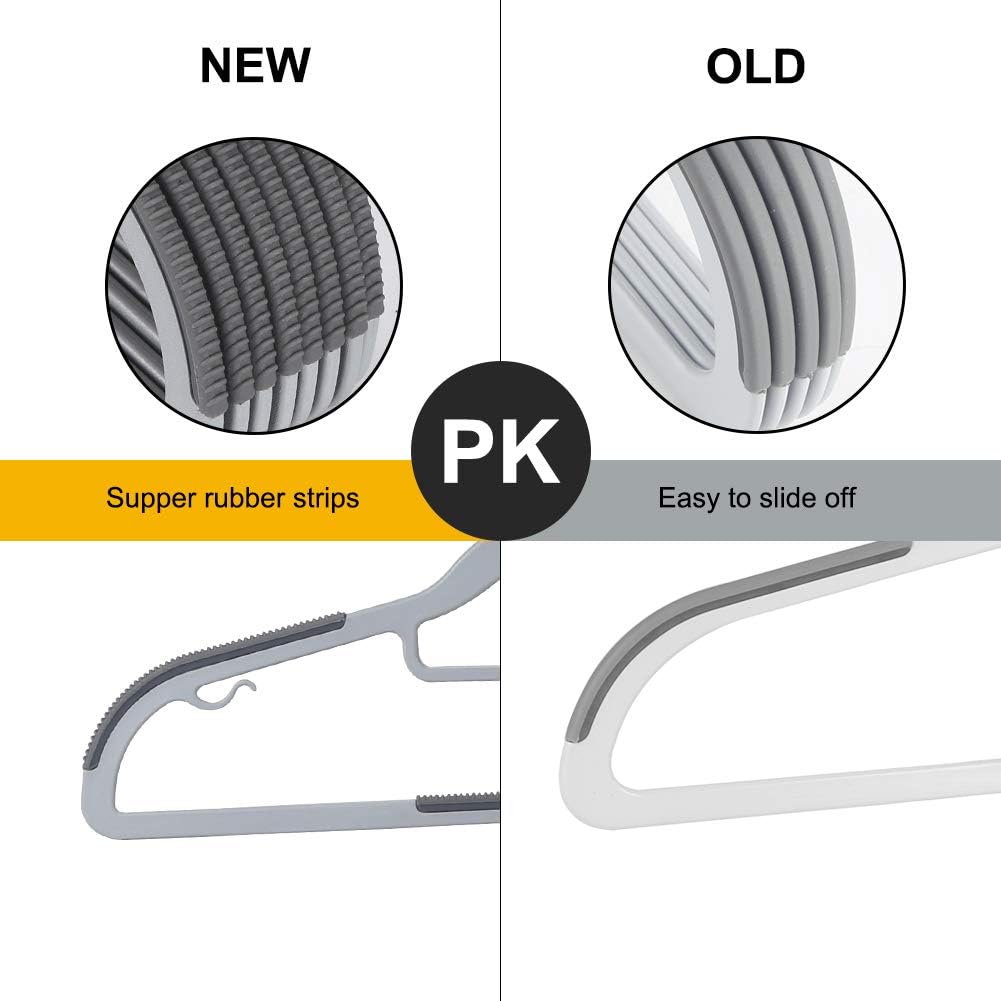 50-Pack Heavy-Duty Plastic Hangers with Non-Slip Grips, 11lb Weight Capacity – Durable Space-Saving Closet Organizers for Shirts, Pants, Dresses & Coats(Grey)