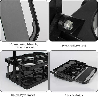 Plastic Foldable Cup Holder, Black, 13 inches, Holds 6 Beverages, Portable for Delivery, Takeout, Camping and Travel