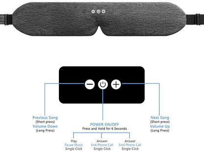 ALASKA BEAR Headphone Cotton Headband Bluetooth 5.2 HD Stereo Noise Reduction Eye Contour Built-in Cotton Sleep Mask with Thin Speakers Wireless Audio Sound Sports Headgear(Cool Gray)
