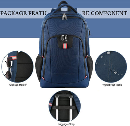 Travel Laptop Backpack, Large Anti-Theft Business Travel Backpack with USB Charging Port, Water Resistant College School Computer Bag for Men/Women for 17 Inch Laptop and Notebook