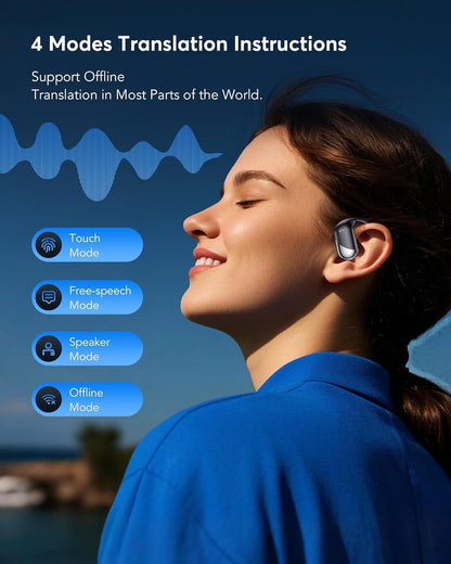 Translation Earbuds Real Time - AI 144 Language Translator Earbuds, Audifonos Traductores Inglés Español, 3-in-1 Translating Device, Translate Ear Buds for Travel Learning with Charging Case