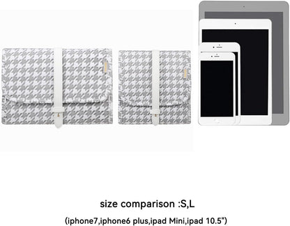 Voova Travel Jewelry Holder Organizer Case, Large Jewelry Storage Bag for Women Girls, Foldable Traveling Jewellery Pouch Roll for Necklaces Rings Earrings Bracelets, Grey+White