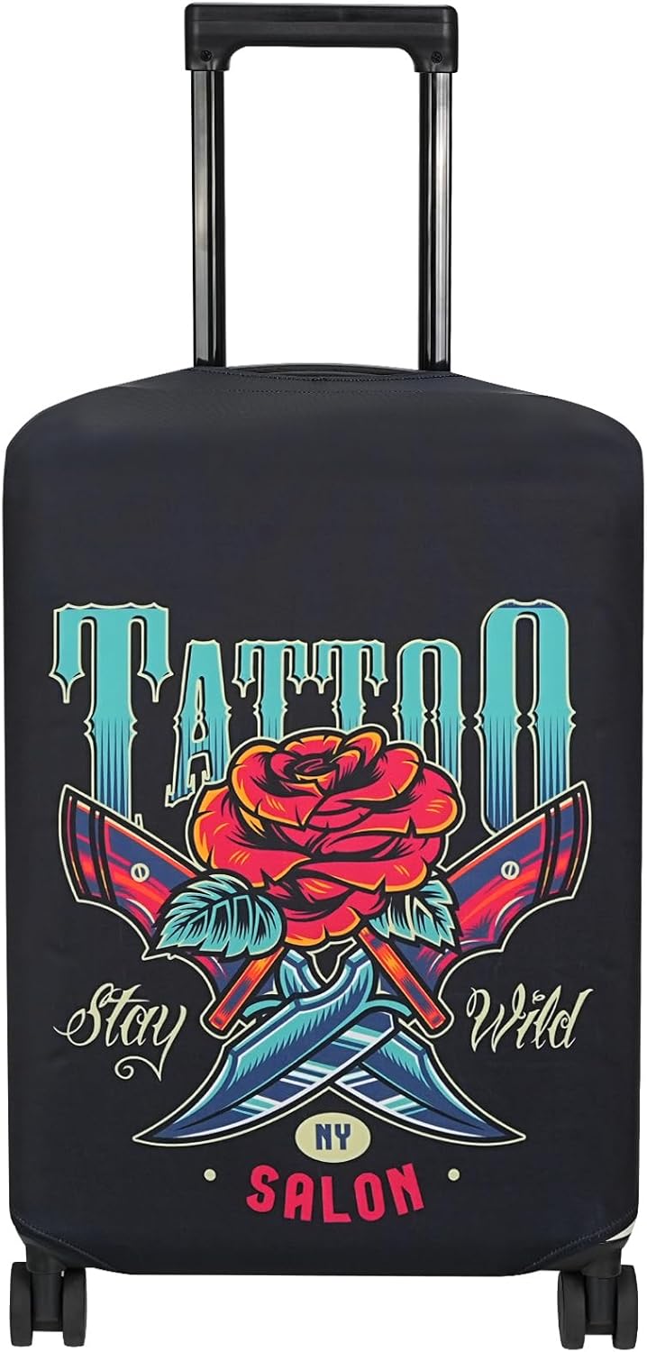 Explore Land Travel Luggage Cover Suitcase Protector Fits 31-32 Inch Case (Blade Rose, XL)
