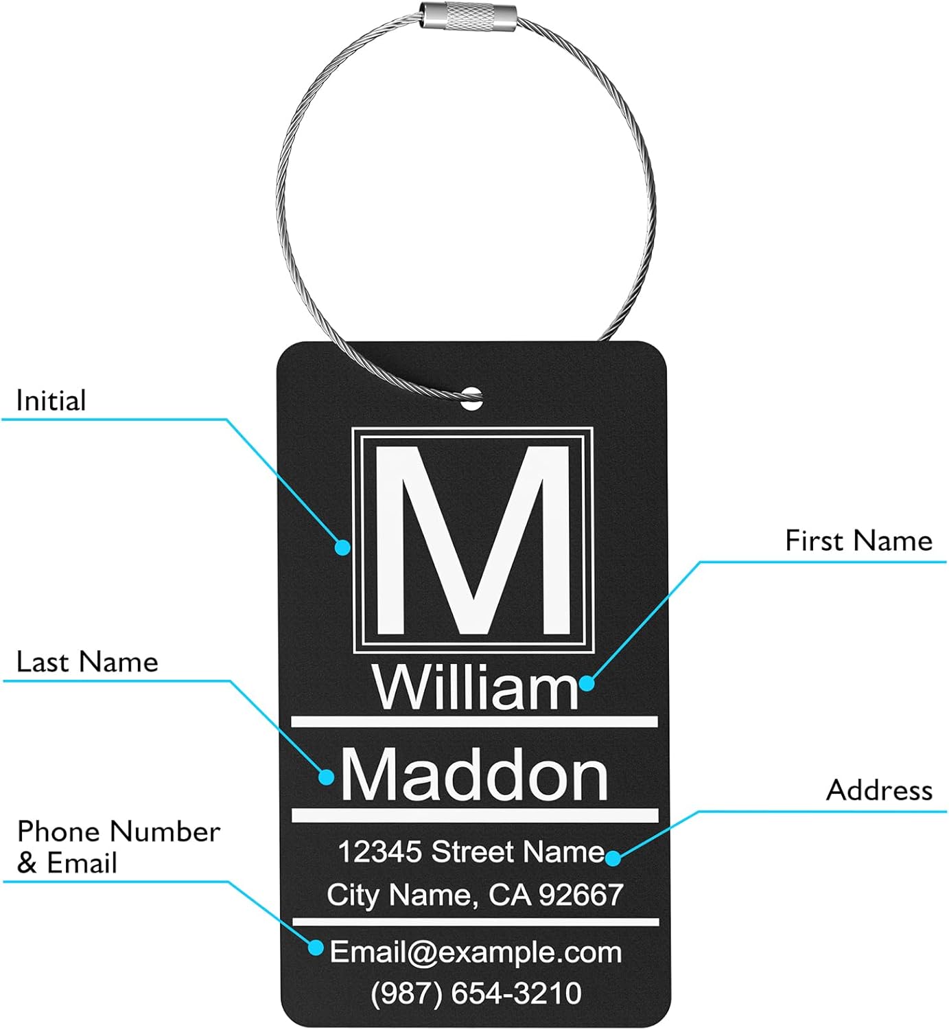 Luggage Tags for Suitcase - Personalized Engraved Metal Tag for Cruise Travel - Pink Custom Name Tags Suitable for Bags and Backpack