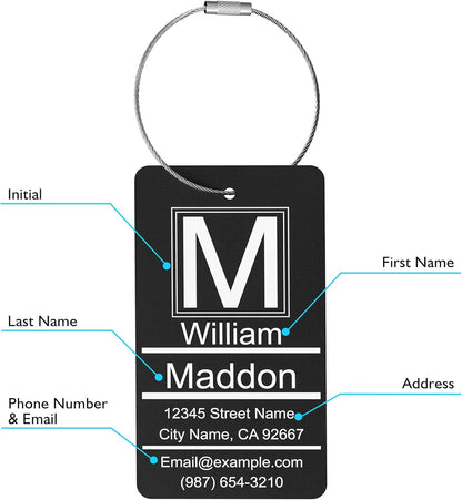 Luggage Tags for Suitcase - Personalized Engraved Metal Tag for Cruise Travel - Pink Custom Name Tags Suitable for Bags and Backpack