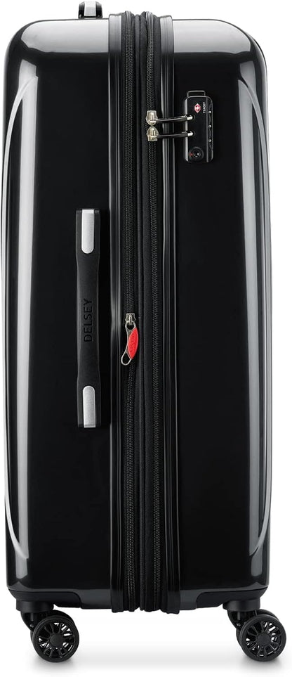 DELSEY PARIS Helium Aero Hardside Expandable Luggage with Spinner Wheels, Black, Checked-Medium 24 Inch