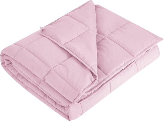 L'AGRATY Weighted Blanket - 60"x80" 15lbs Cooling Breathable Heavy Blanket Microfiber Material with Glass Beads for Adult All-Season Summer Fall Winter Soft Thick Comfort