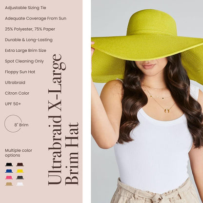 San Diego Hat Company Women's Ultrabraid X-Large Brim Hat, Adjustable Sun Hat with UPF 50+