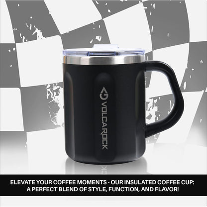 Stainless Steel Coffee Mug with Handle, 16 oz Double Wall Vacuum Insulated Travel Mug Tumbler With Slider Lid, Great Tea Mug for Men and Women (Black)