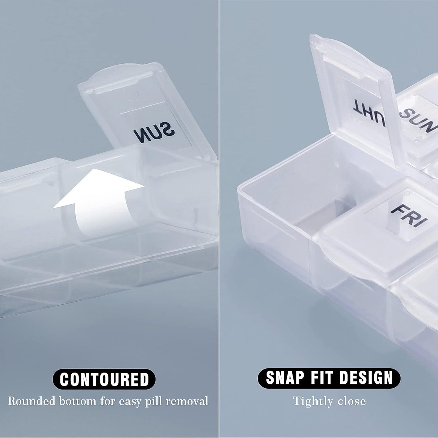 Serfeymi Weekly Pill Organizer 3 Pack Medicine Organizer Travel Pill Box 7 Day Pill Case for Purse Pill Container Pill Holder Daily Pill Boxes Organizer for Medication, Vitamin, Supplement