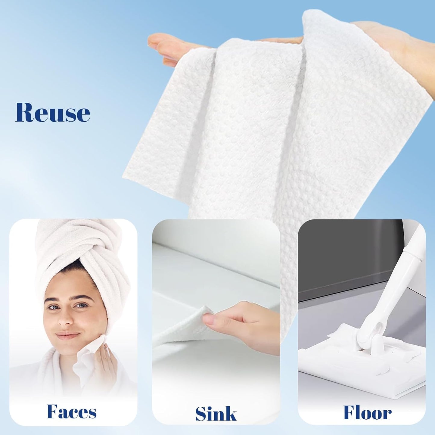 ITO Disposable Face Towel, Ultra-Soft 1-Second Quick-Dry Face Towels, Gentle for Sensitive Dry Oily Skin, Facial Towels for Daily Cleansing Makeup Removal (210 Count (3 Packs))