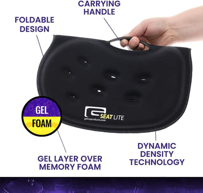 LITE Travel Gel Foam Cushion | Back Pain, Sciatica, Pressure Relief | Relieves Tailbone Discomfort, Promote Healthy Posture | Ergonomic Comfort | Car, Commute, Airplane and Travel - Red