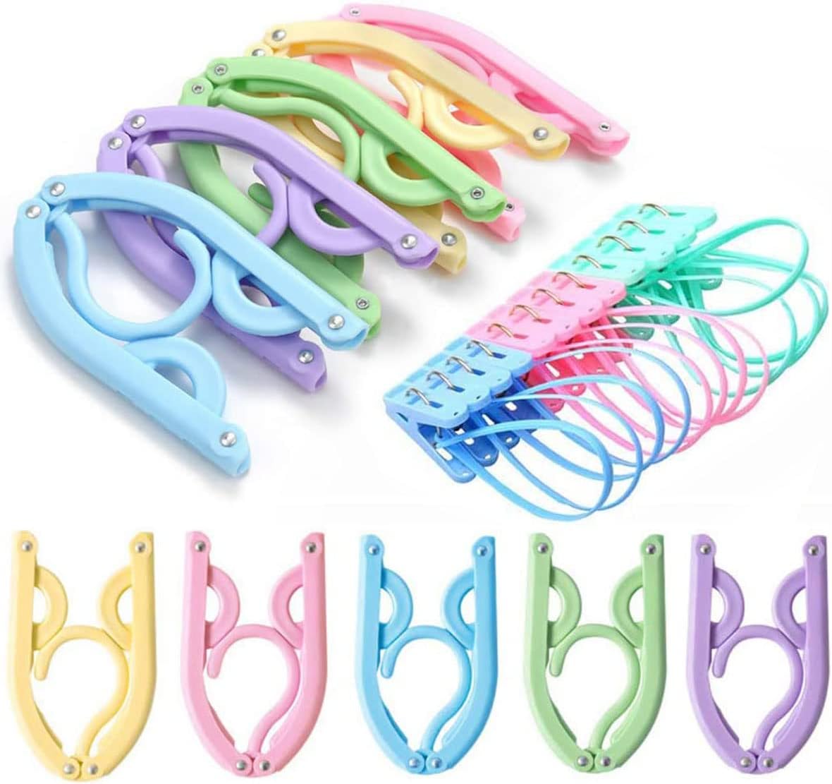 20 Pcs Travel Hangers with 12 Pcs Clips Cruise Ship Essentials Portable Folding Clothes Hangers Travel Accessories Foldable Clothes Drying Rack
