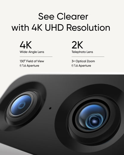 eufy Security Indoor Cam S350, Dual Cameras, 4K UHD Security Camera with 8× Zoom, 360° Camera, Baby Monitor, Pet Camera, Human/Pet Detection, AI Tracking, 2.4G/5G Wi-Fi, Plug in