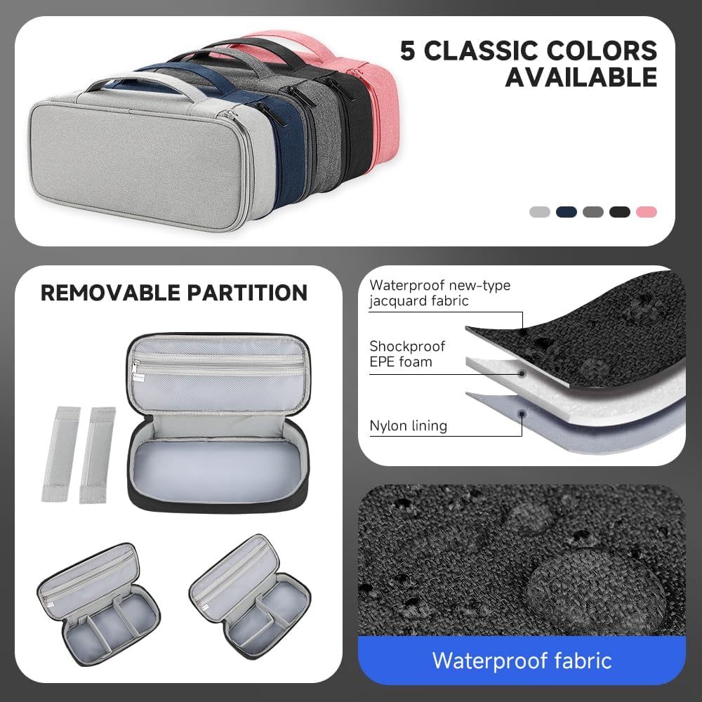 Teskyer Electronics Organizer Travel Case, Waterproof Portable Tech Accessories Pouch with Organized Compartments for Cables, Phone, Chargers, Earphone, Black