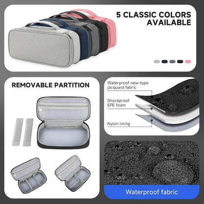 Teskyer Electronics Organizer Travel Case, Waterproof Portable Tech Accessories Pouch with Organized Compartments for Cables, Phone, Chargers, Earphone, Black