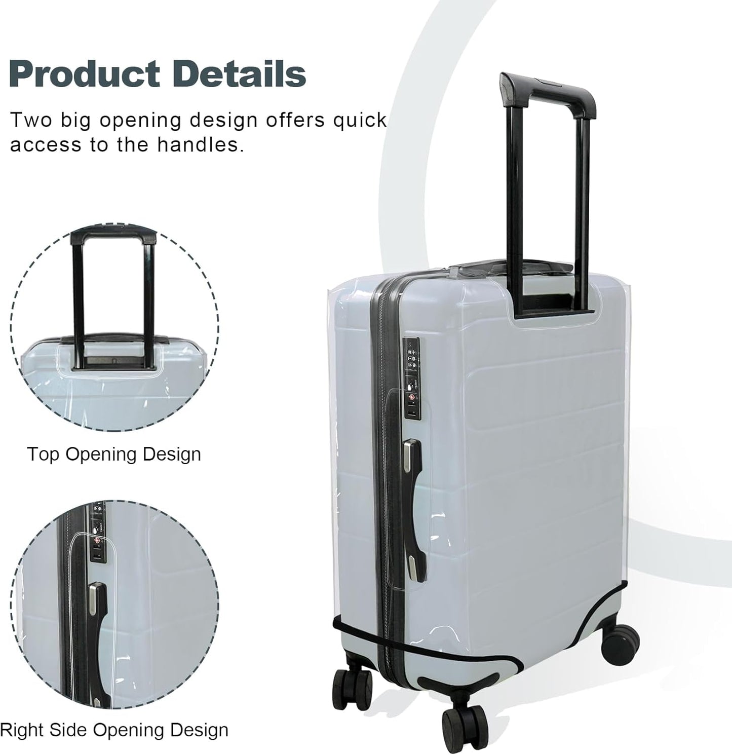 HYPER VENTURE Clear PVC Luggage Cover Full Transparent Suitcase Protector Fits 30 Inch Luggage, XL